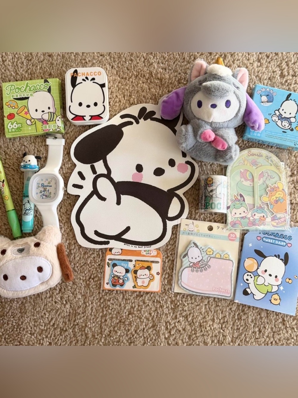 Pochacco Plush and Stationery Set